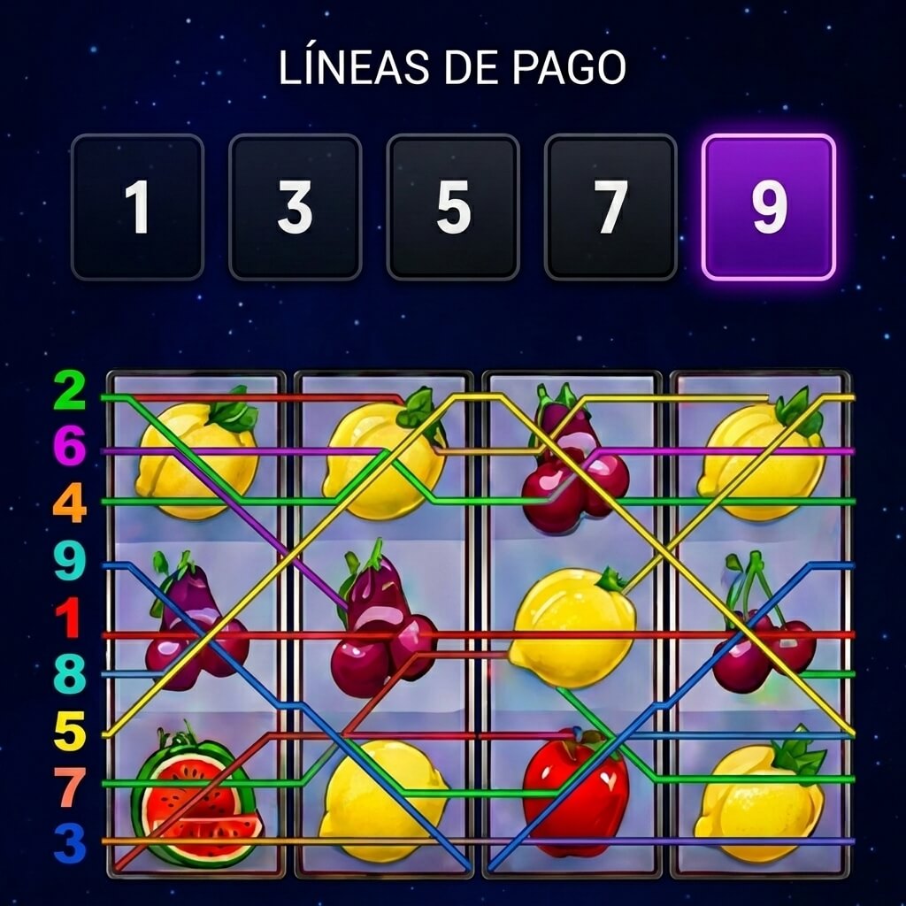 Selección de líneas de pago disponibles: 1, 3, 5, 7 y 9
